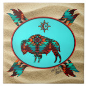 Southwest Buffalo-keramische Tegel Tegeltje (Voorkant)