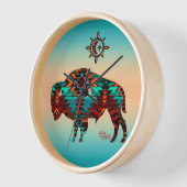 Southwest Buffalo Round Wood Wall klok (Hoek)