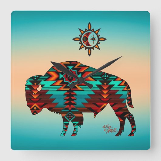 Southwest Buffalo Square Wall klok (Voorkant)