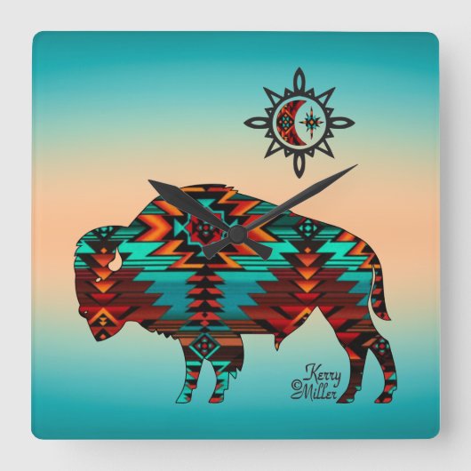 Southwest Buffalo Square Wall klok (Voorkant)