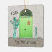 Southwest Cactus Kerstlantaarns groene deuren Keramisch Ornament (Links)