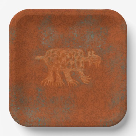 Southwest Canyons Bobcat Petroglyph Design Paper P Papieren Bordje (Voorkant)