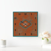 Southwest Canyons geometrische Westerne stijl Vierkante Klok (Huis)