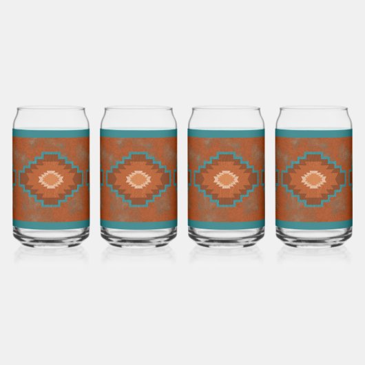 Southwest Canyons Turquoise Diamond Design Blikvorm Glas (Links)