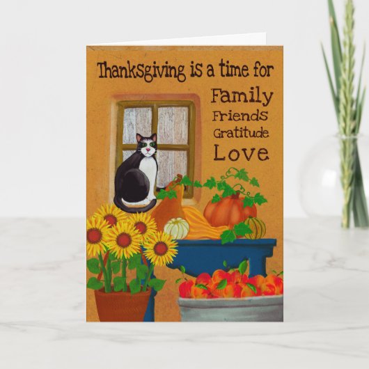 Southwest Cat gepersonaliseerde Thanksgiving Kaart (Voorkant)