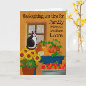 Southwest Cat gepersonaliseerde Thanksgiving Kaart (Gele Bloem)