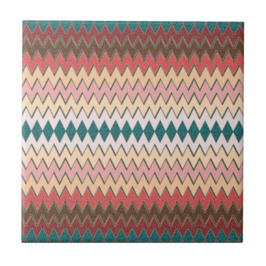 Southwest Chevron Zigzag Ceramic Tile Tegeltje (Voorkant)