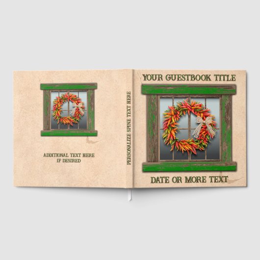 Southwest Chile Pepper Wreath Window Personalized  Gastenboek (Volledig)