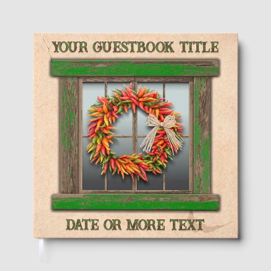 Southwest Chile Pepper Wreath Window Personalized  Gastenboek (Voorkant)