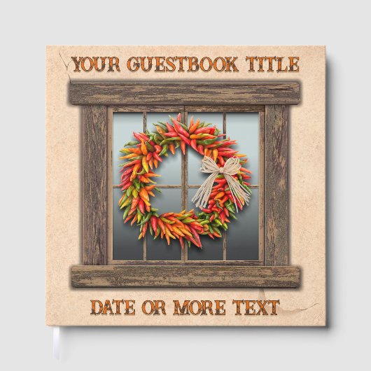 Southwest Chile Pepper Wreath Window Personalized  Gastenboek (Voorkant)