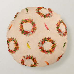 Southwest Chile Ristra Kransen All Over Patroon Rond Kussen