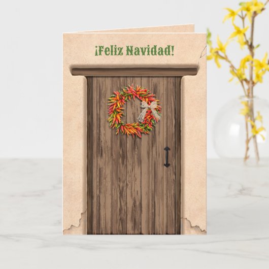 Southwest Chile Ristra Wreath Holiday Christmas  Kaart (Gele Bloem)