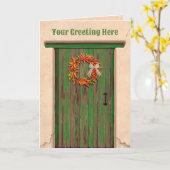 Southwest Chile Ristra Wreath on Rustic Green Door Kaart (Gele Bloem)