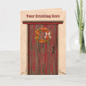 Southwest Chile Ristra Wreath on Rustic Red Door Kaart (Voorkant)