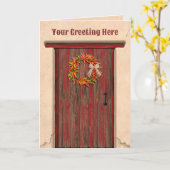 Southwest Chile Ristra Wreath on Rustic Red Door Kaart (Gele Bloem)