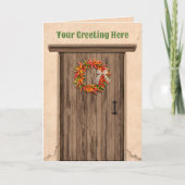 Southwest Chile Ristra Wreath on Rustic Wood Door Kaart (Voorkant)