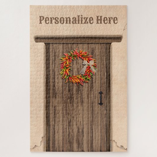 Southwest Chile Ristra Wreath Weathered Wood Door Legpuzzel (Verticaal)