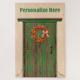 Southwest Chile Ristra Wreath Weathered Wood Door Legpuzzel