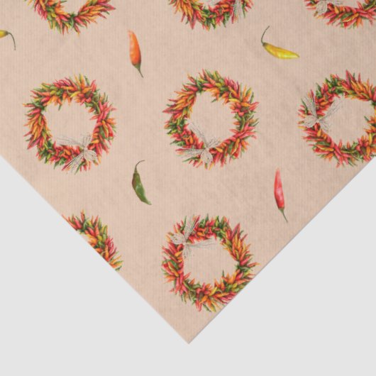 Southwest Chile Ristra Wreaths and Peppers Pattern Tissuepapier (Detail)