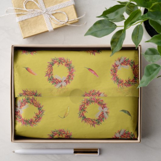 Southwest Chile Ristra Wreaths and Peppers Pattern Tissuepapier (Geschenk)