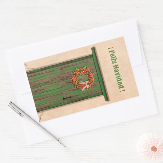 Southwest Chile Wreath Holiday Feliz Navidad Rechthoekige Sticker (Envelop)