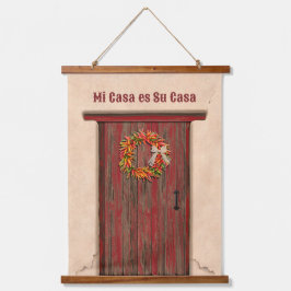 Southwest Chile Wreath on Rustic Red Wood Door Hangend Wandkleed