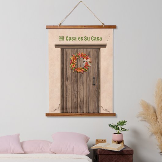 Southwest Chile Wreath on Rustic Wood Door Hangend Wandkleed (Slaapkamer)