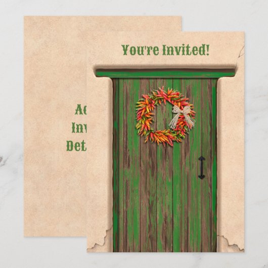 Southwest Chile Wreath Rustic Green Door  Kaart (Voorkant / Achterkant)