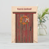 Southwest Chile Wreath Rustic Red Door Holiday Kaart (Staand voorkant)