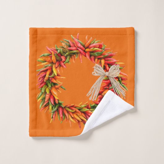 Southwest Chile Wreaths and Peppers Customizeable Bad Handdoek (Wasdoekje)