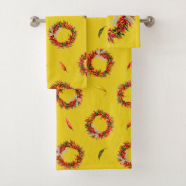 Southwest Chile Wreaths and Peppers Customizeable  Bad Handdoek