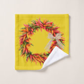 Southwest Chile Wreaths and Peppers Customizeable  Bad Handdoek (Wasdoekje)