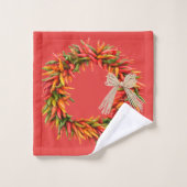 Southwest Chile Wreaths and Peppers Customizeable  Bad Handdoek (Wasdoekje)