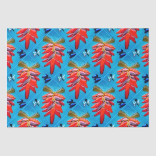 Southwest Chili Pepper Turquoise Fiesta Pattern Tissuepapier (Voorkant)