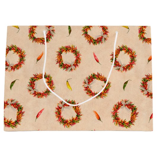 Southwest Chili Ristra Wreaten over het gehele pat Groot Cadeauzakje (Voorkant)