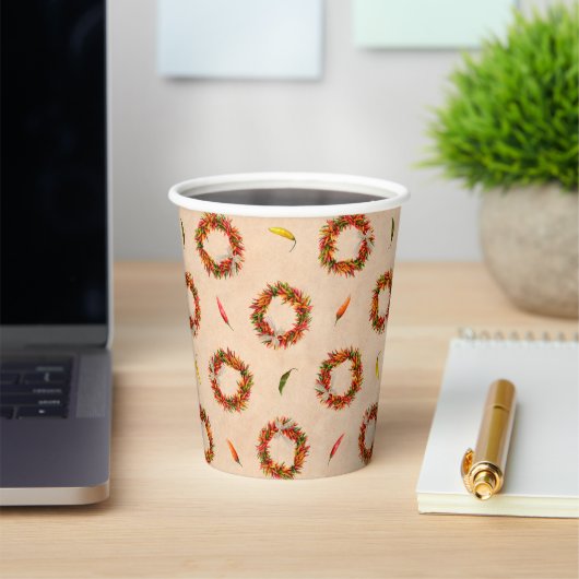 Southwest Chili Ristra Wreaten over het gehele pat Papieren Bekers (Insitu)