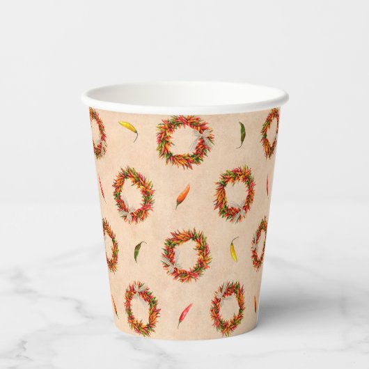 Southwest Chili Ristra Wreaten over het gehele pat Papieren Bekers (Achterkant)