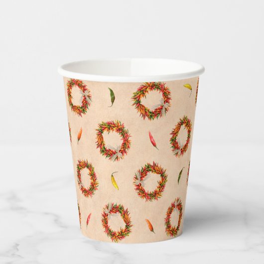 Southwest Chili Ristra Wreaten over het gehele pat Papieren Bekers (Links)