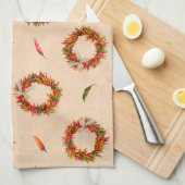 Southwest Chili Ristra Wreaten over het gehele pat Theedoek (Quarter Fold)