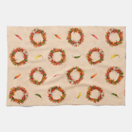 Southwest Chili Ristra Wreaten over het gehele pat Theedoek