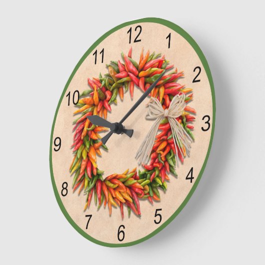 Southwest Chili Ristra Wreath met Basic Numbers Grote Klok (Hoek)