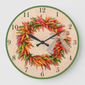 Southwest Chili Ristra Wreath met  cijfers Grote Klok (Voorkant)