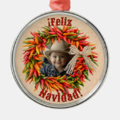 Southwest Chili Ristra Wreath Personalized Metalen Ornament (Voorkant)