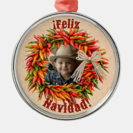 Southwest Chili Ristra Wreath Personalized Metalen Ornament