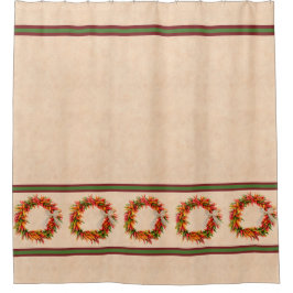 Southwest Chili Wreath on Adobe Wall Douchegordijn