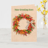 Southwest Chili Wreath on Adobe Wall Kaart (Gele Bloem)