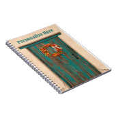 Southwest Chili Wreath on Rustic Blue Wood Dep Notitieboek (Rechterzijde)