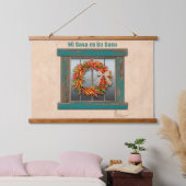 Southwest Chili Wreath on Rustic Blue Wood Window Hangend Wandkleed (Slaapkamer)