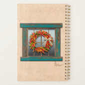 Southwest Chili Wreath on Rustic Blue Wood Window Planner (Achterkant)