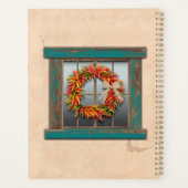 Southwest Chili Wreath on Rustic Blue Wood Window Planner (Achterkant)